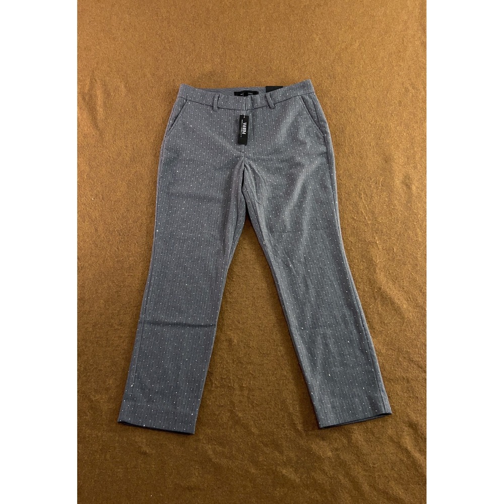 WHBM Womens 8 Gray Studded Pinstripe Elle Slim Ankle Pant New